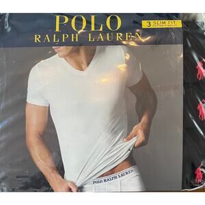 M2-92 POLO RALPH LAUREN NWT Men's VNeck TShirt 100% Cotton 3PACK Small